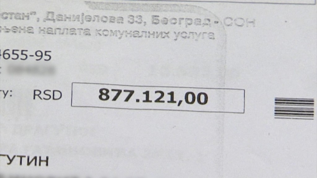 Račun od 877.000 dinara koji je Ljiljana Novaković dobila za utrošenu vodu
